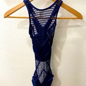 Kenneth Cole Swimsuit Navy Blue Small One piece
